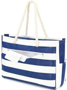 Beach Bag Large Canvas for Women, Beach Bags Waterproof Sandproof with Zipper